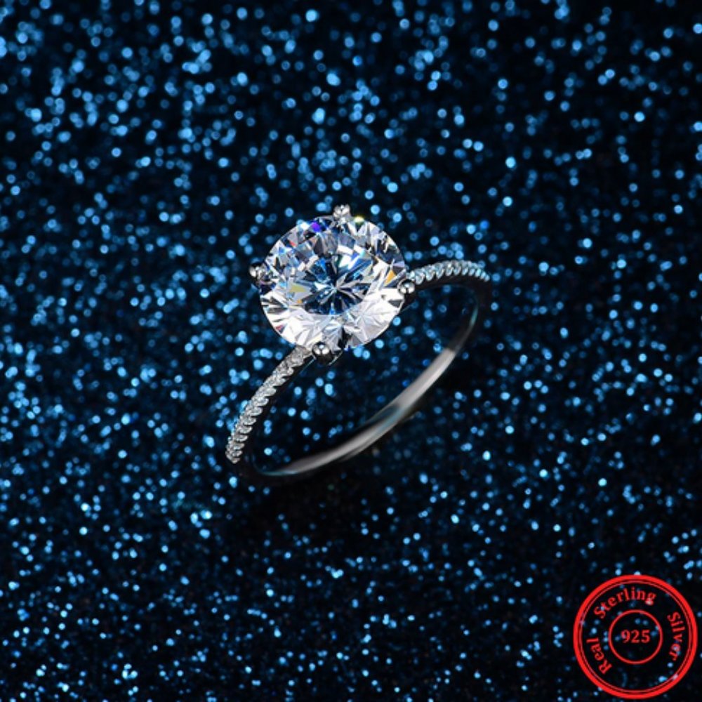 Luxury Sterling Silver Engagement Ring 3CT - Picture 12 of 13